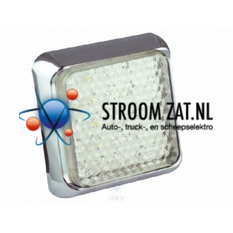 Led 120mm vierkant achteruitrijlicht chroom 100 serie